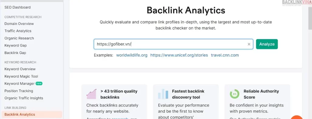 Backlink Analytics và Backlink Audit của SEMrush là một trong những tính năng hỗ trợ xây dựng backlink hiệu quả nhất hiện nay